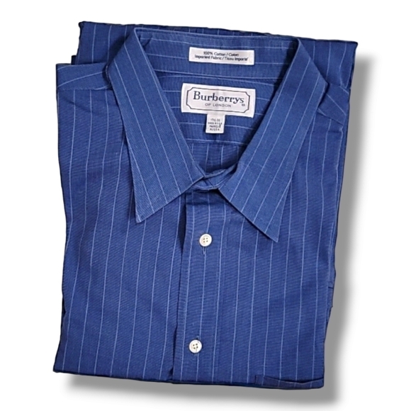 Burberrys London Pin Striped Men's Button-Down Dress Shirt - Size 17 1/2 - 35 - Picture 1 of 5